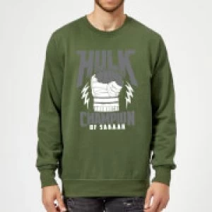 Image of Marvel Thor Ragnarok Hulk Champion Sweatshirt - Forest Green - M