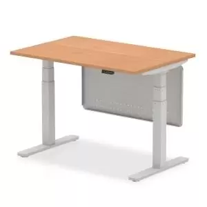 Image of Air 1200 x 800mm Height Adjustable Desk Oak Top Silver Leg With Silver