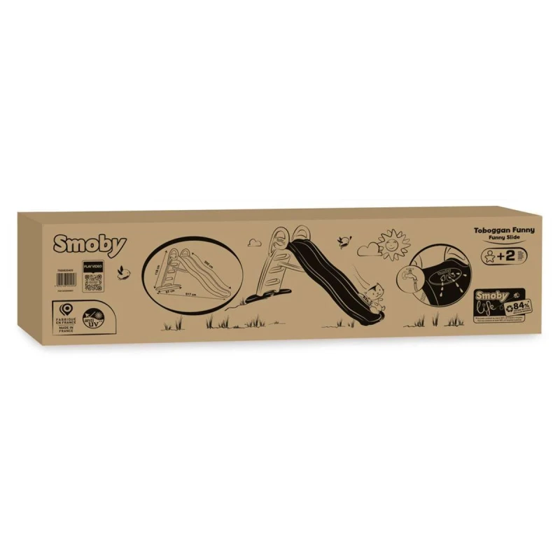 Image of Smoby SMOBY Life - Funny Slide - 2m Slide - Ladder, non-slip steps - UV resistant - Recycled material - From 2 years old 3032168204058