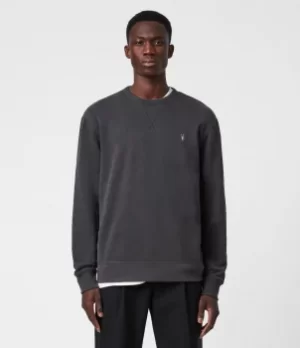Image of AllSaints Mens Crew Sweatshirt, Ollie, Washed Black, Size: L