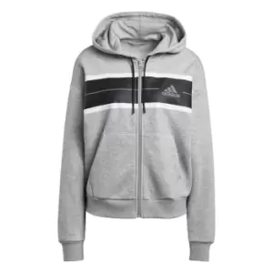 Image of adidas Essentials Pinstripe Block Fleece Full-Zip Loose F - Grey