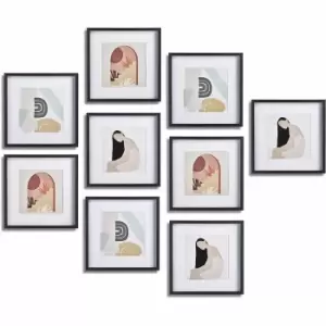 Image of Nielsen Henri 9 Piece Black Wooden Picture Frame Set 30 x 30cm