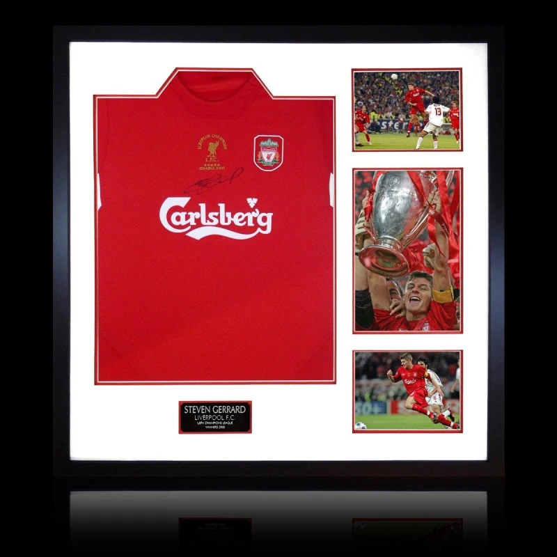 Image of The Fan Cave Steven Gerrard Signed 2005 Liverpool Shirt Elite F Red unisex 820x820mm