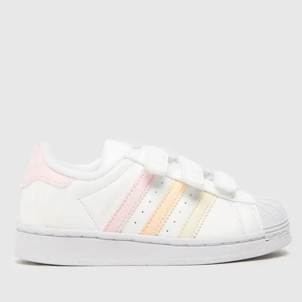 Image of adidas white multi superstar v Girls Junior Trainers