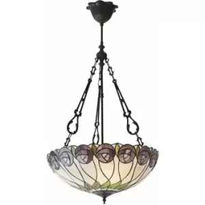 Image of Tiffany Glass Hanging Ceiling Pendant Light Bronze Round Rose Lamp Shade i00123