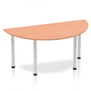 Image of Impulse Semi-circle Table 1600 Beech Post Leg Silver