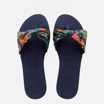 Image of Havaianas Womens Saint Tropez Slide Sandals - Navy Blue - UK 5