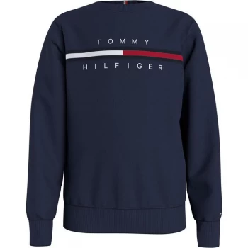 Image of Tommy Hilfiger Flag Rib Crew Neck Sweatshirt - Navy C87