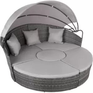 Image of Tectake Island Rattan Sun Lounger Day Bed - Grey