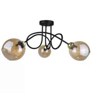 Image of Venus Multi Arm Semi Flush Ceiling Light Gold, 70cm, 3x E27