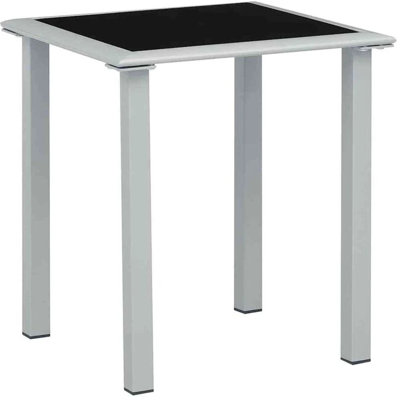 Image of VIDAXL Garden Table Black and Silver 41x41x45cm Steel and Glass Vidaxl 8720286086940