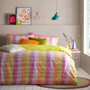 Image of Neola Abstract Neon Striped Duvet Cover Set Multicolour, Multicolour / Double
