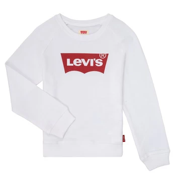 Image of Levis KEY ITEM LOGO CREW Girls Childrens Sweatshirt in White - Sizes 10 years,12 years,14 years,16 years