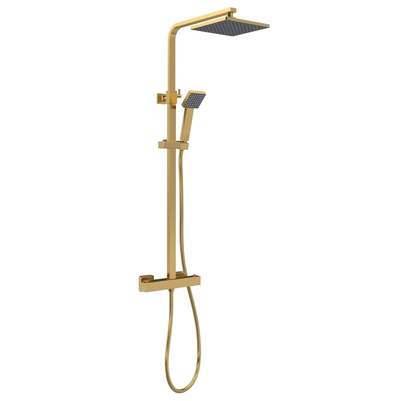 Image of Balterley Thermostatic Shower Kit Fixed Head Adjustable Handset Brushed Brass Metallics unisex