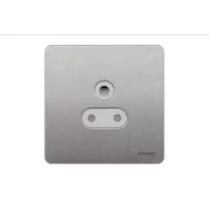 Image of Schneider Electric Ultimate Screwless Flat Plate - Unswitched Single Power Socket, Round Pin, 5A, GU3480WSS, Stainless Steel with White Insert