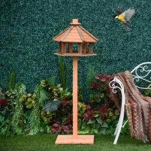 Image of PawHut Wooden Bird Feeder Bird Table Bird House Playstand with Water-resistant Roof 130cm for Outside Use Brown