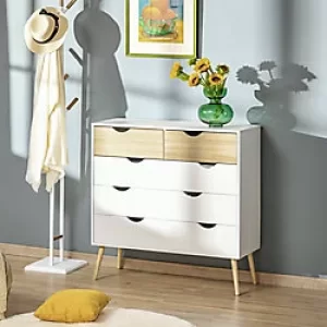 Image of Homcom 5 Drawer Dresser Storage Organizer