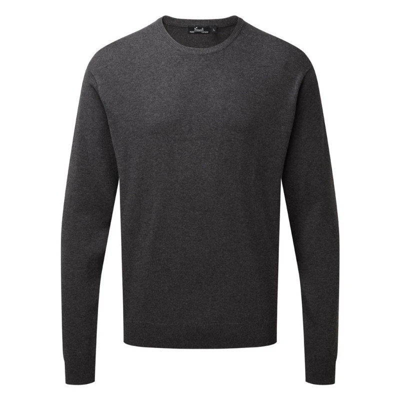 Image of Premier Premier Men Cotton Rich Crew Neck Sweater in Charcoal Size: X-Small Charcoal XS Male 5059444610202