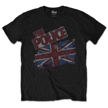 Image of The Police - Vintage Flag Unisex Medium T-Shirt - Black