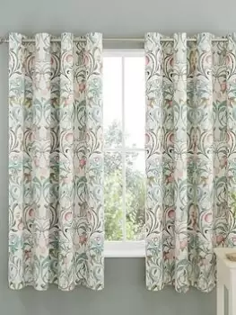 Image of Catherine Lansfield Clarence Floral Curtains - Natural - 66X72"