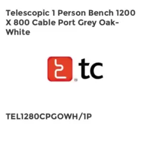 Image of TC Group Telescopic 1 Person Bench 1200 x 800 Cable Port Grey Oak-White