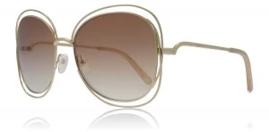 Image of Chloe Carlina Squared Sunglasses Gold / Peach 724 60mm
