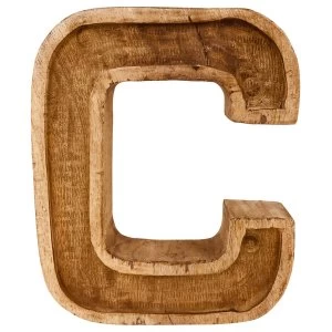 Image of Letter C Hand Carved Wooden Embossed