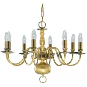 Image of Searchlight Lighting - Searchlight Flemish - 8 Light Chandelier Antique Brass Finish, E14