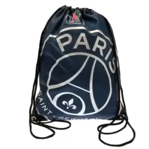 Image of Paris Saint Germain FC Drawstring Bag (One Size) (Navy/White)
