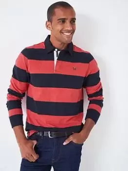 Image of Crew Clothing Heritage Stripe Rugby, Orange, Size S, Men