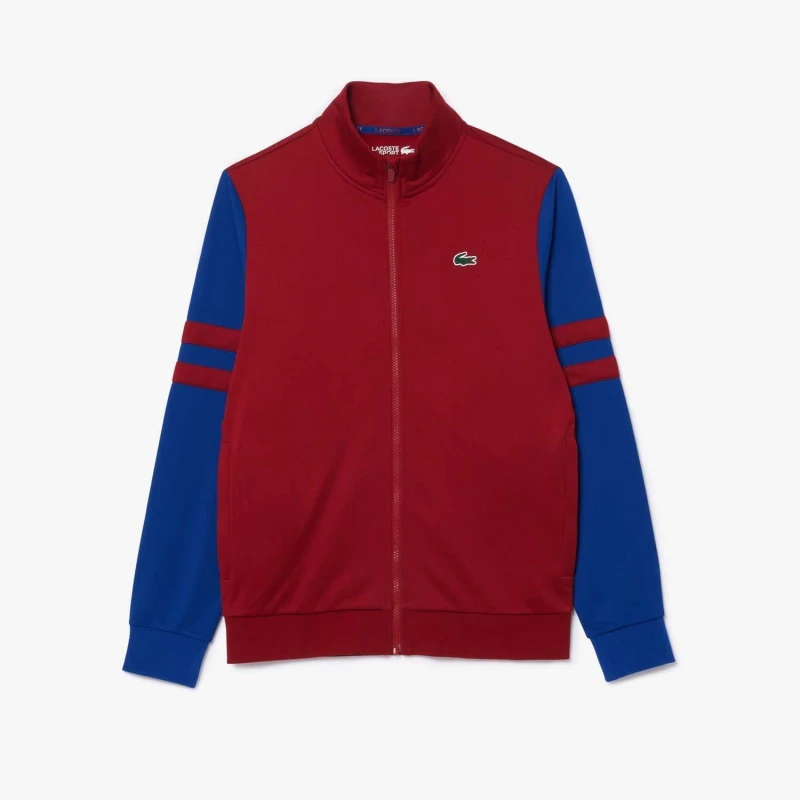 Image of Lacoste Zip-Up Stretch Tennis Sweatshirt Red male XS