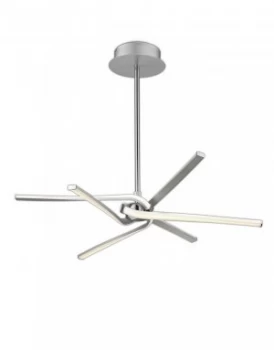 Image of Semi Flush Ceiling 45W LED Curved Arms 3000K, 3150lm, Silver, Frosted Acrylic, Polished Chrome