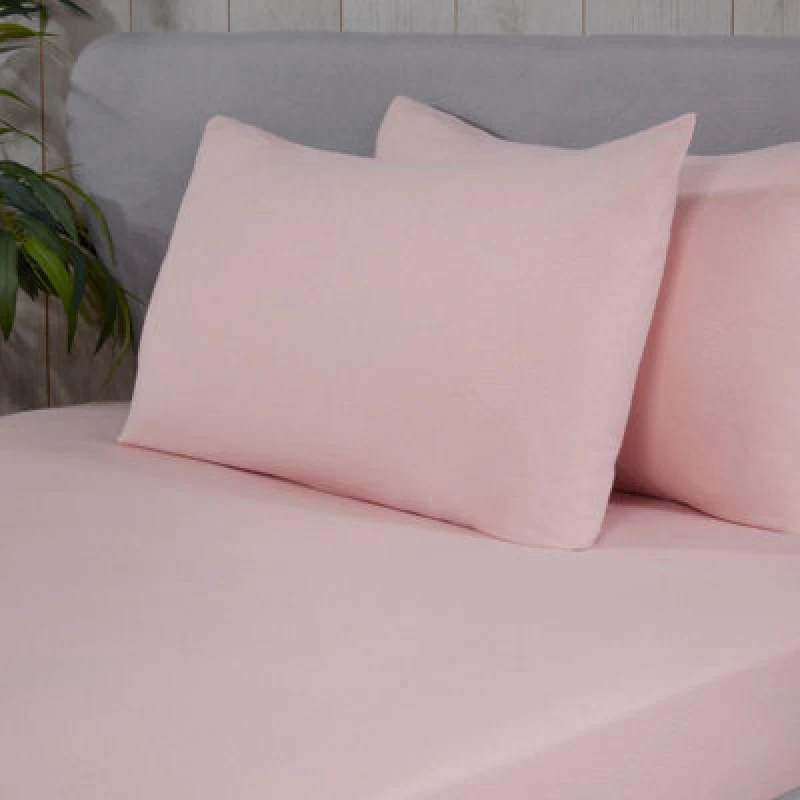 Image of Smart Living Smart Living Brushed Cotton Bed Linen Luxury Fitted Bedsheet or Pillowcase Non Iron in Pink Size: Super King Pink Super King Unisex 505
