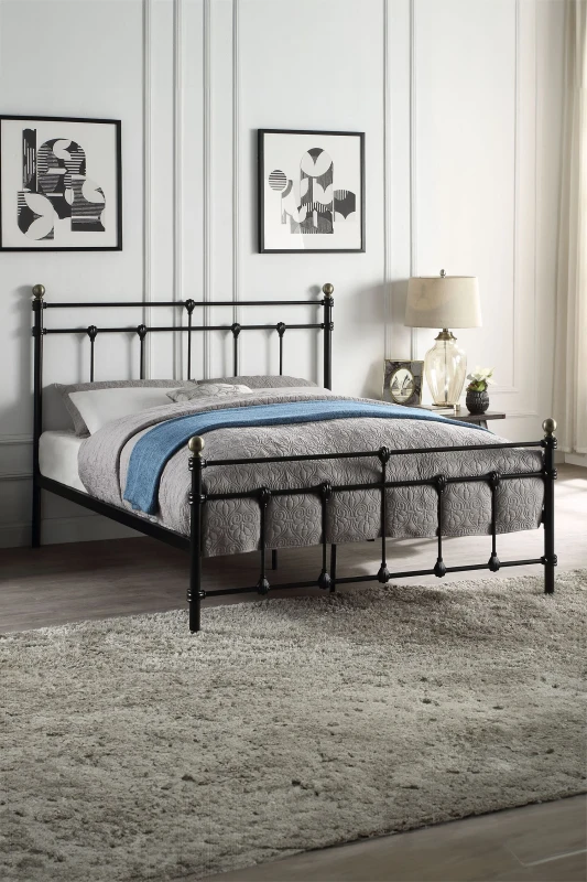 Image of SlumberWorx Bayford Traditional Vintage Style Metal Bed Frame Black