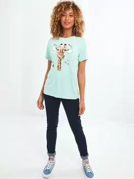 Image of Joe Browns Happy Giraffe Tee -blue, Blue, Size 10, Women