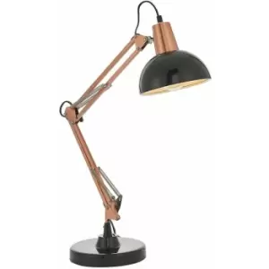 Image of Fully Adjustable Swing Arm Table Lamp copper & Black Bedside Feature Light