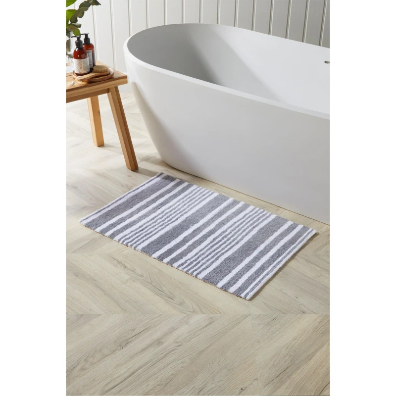 Image of Homelife Stripe Bathmat - Grey Grey One Size