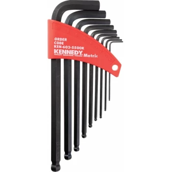 Image of 9 Piece Metric Hex Key Set, Ball End - Kennedy