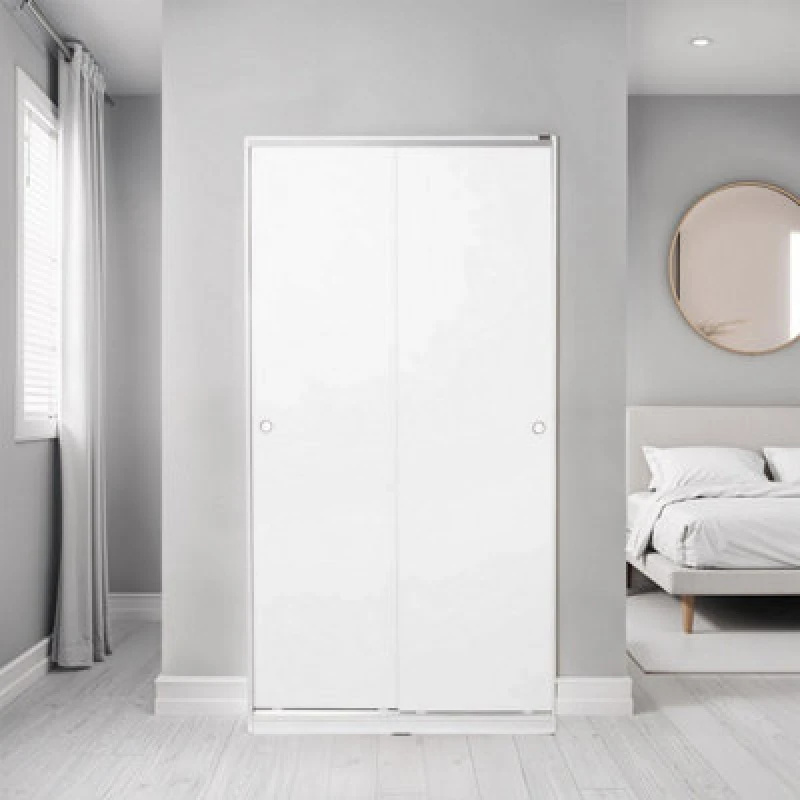 Image of FWStyle FWStyle White Modern 2 Door Double Sliding Wardrobe White One Size Unisex 5056413131027