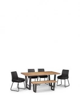 Image of Julian Bowen Brooklyn 180 Cm Dining Table + 4 Soho Chairs + Bench