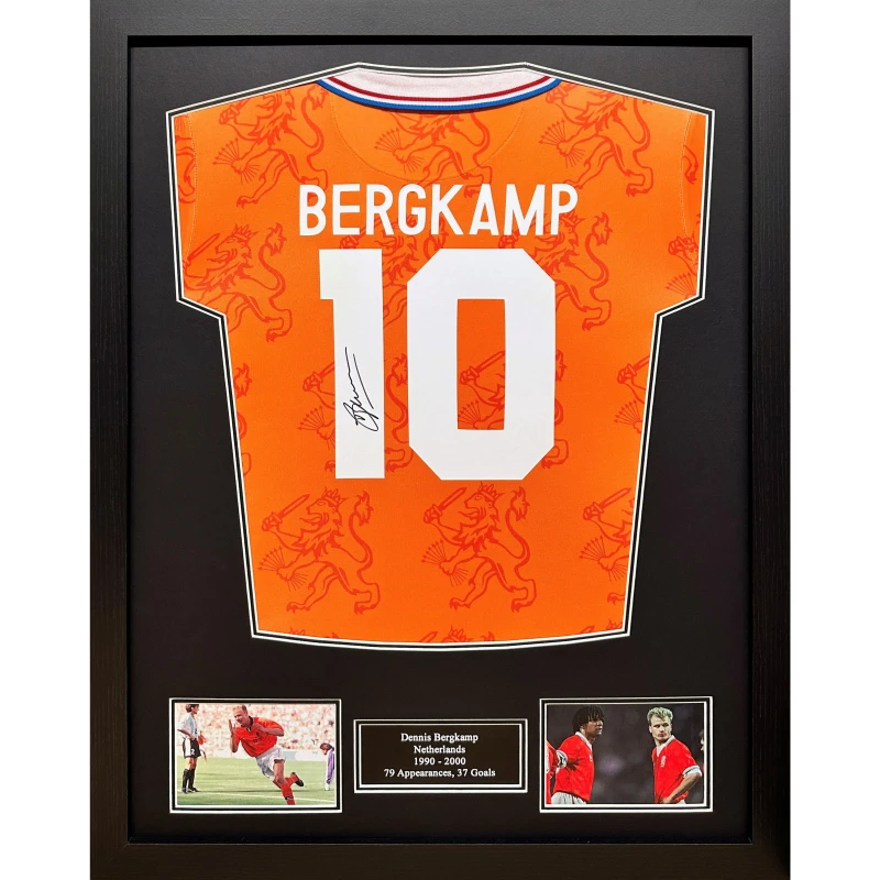 Image of AllStarSignings Ltd Dennis Bergkamp signed Holland shirt Orange unisex One Size