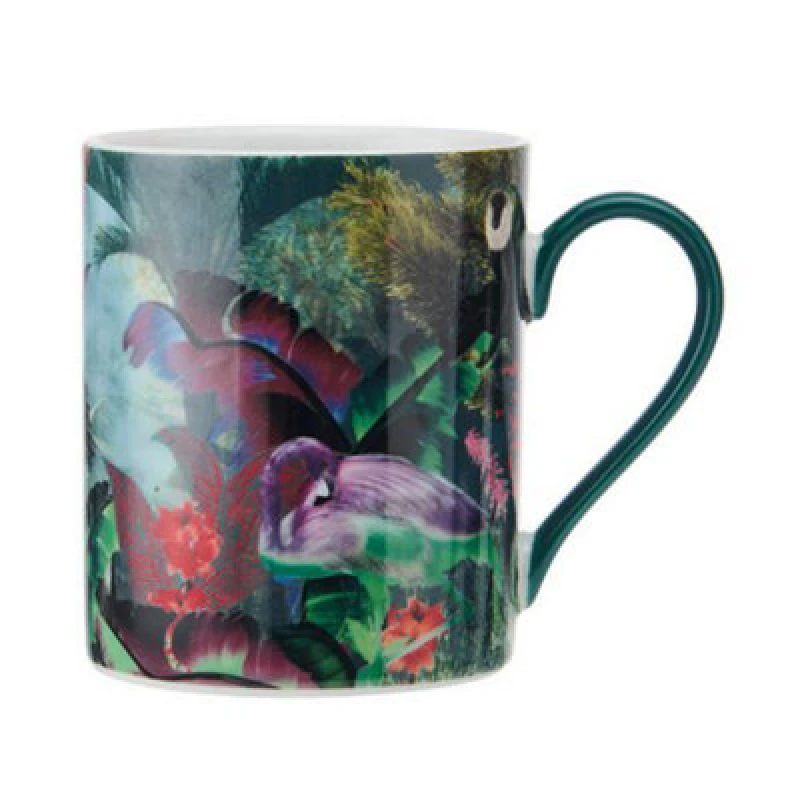 Image of Mikasa Sarah Arnett Porcelain Mug, 350ml Flamingo Print Green unisex