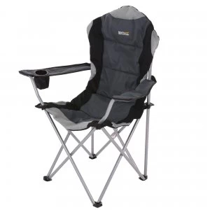 Image of Kruza Padded Folding Camping Chair With Storage Bag Black Seal Grey
