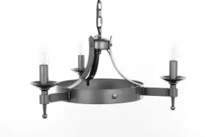 Image of Saxon 3 Light Aged Iron Ceiling Pendant Light