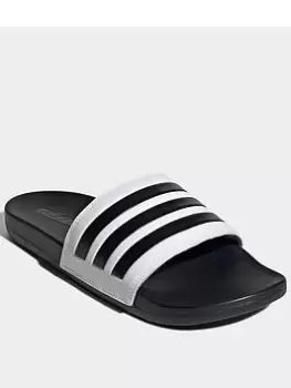 Image of adidas Adilette Comfort Slides, White/Black, Size 9, Men