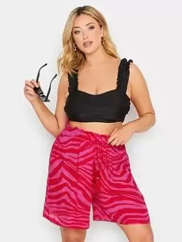 Image of Yours Colour Clash Tassel Detail Beach Short - Pink, Size 26-28, Women
