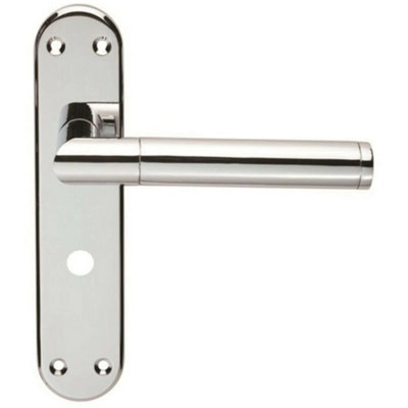 Image of Loops Round Bar Lever on Bathroom Backplate Door Handle 180 x 40mm Polished Chrome Multi
