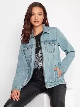 Image of Long Tall Sally Zip Through Denim Jacket - Blue Size 14, Women