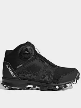 Image of adidas Terrex Agravic Boa Mid Rain.rdy Hiking Shoes, Black/White, Size 12.5 Younger