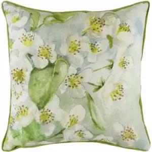 Image of Blossoms Printed Cushion Green / 43 x 43cm / Polyester Filled